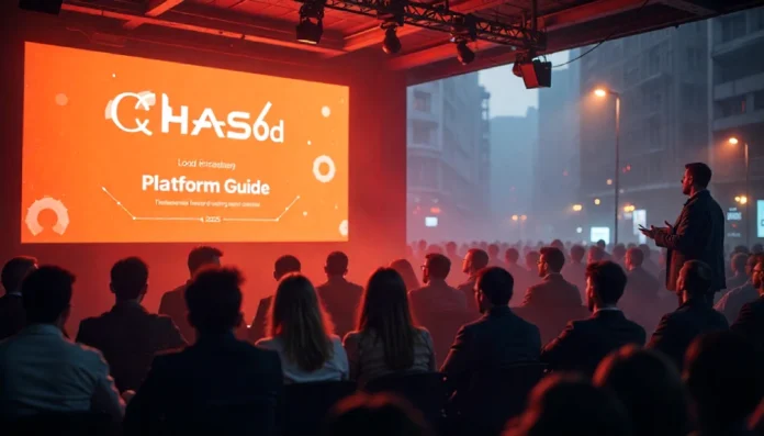 Chas6d Platform Guide - How This Revolutionary Tool is Transforming Digital Communities and Business Operations in 2025 Chas6d Platform Guide presentation at tech conference with speaker addressing audience about digital community transformation.